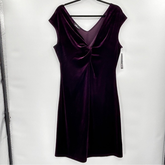 AGB Womens Purple Velvet Y2K Dress‎ Size 14 NWT Whimsigoth Dark Romantic Stretch - Picture 1 of 9
